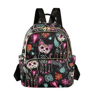 Small Backpack Purse Dead Cat Sugar Skull Quilted Backpack for Women Girls💝
